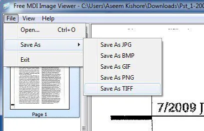 Cách mở tệp MDI 3 lưu như tiff