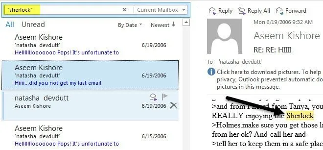 Tìm kiếm Email Outlook theo người gửi, ngày, từ khóa, kích thước và hơn thế nữa 9 tìm kiếm cụm từ chính xác