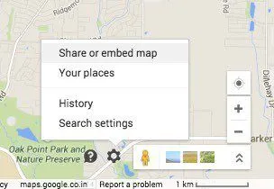 chia sẻ hoặc nhúng bản đồ