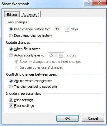 Cách theo dõi các thay đổi trong Excel 3 chia sẻ cài đặt sổ làm việc