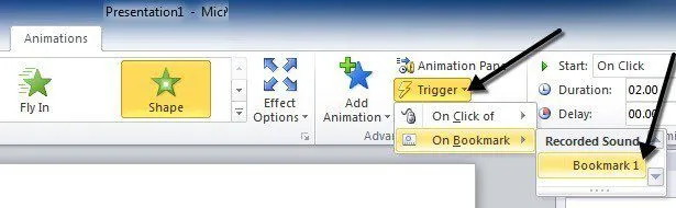 Cách thêm nhạc vào bản trình bày PowerPoint 5 kích hoạt dấu trang hoạt hình