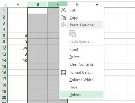 Cách ẩn trang tính, ô, cột và công thức trong Excel 11 cột unide excel