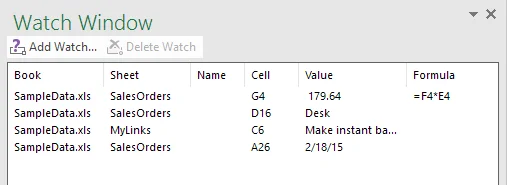 Sử dụng Cửa sổ Xem Excel để theo dõi các ô quan trọng trong Sổ làm việc 6 xem cửa sổ excel