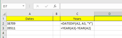 Cách trừ ngày trong Excel 6 công thức chênh lệch năm