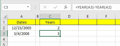 Cách trừ ngày trong Excel 7 chênh lệch năm