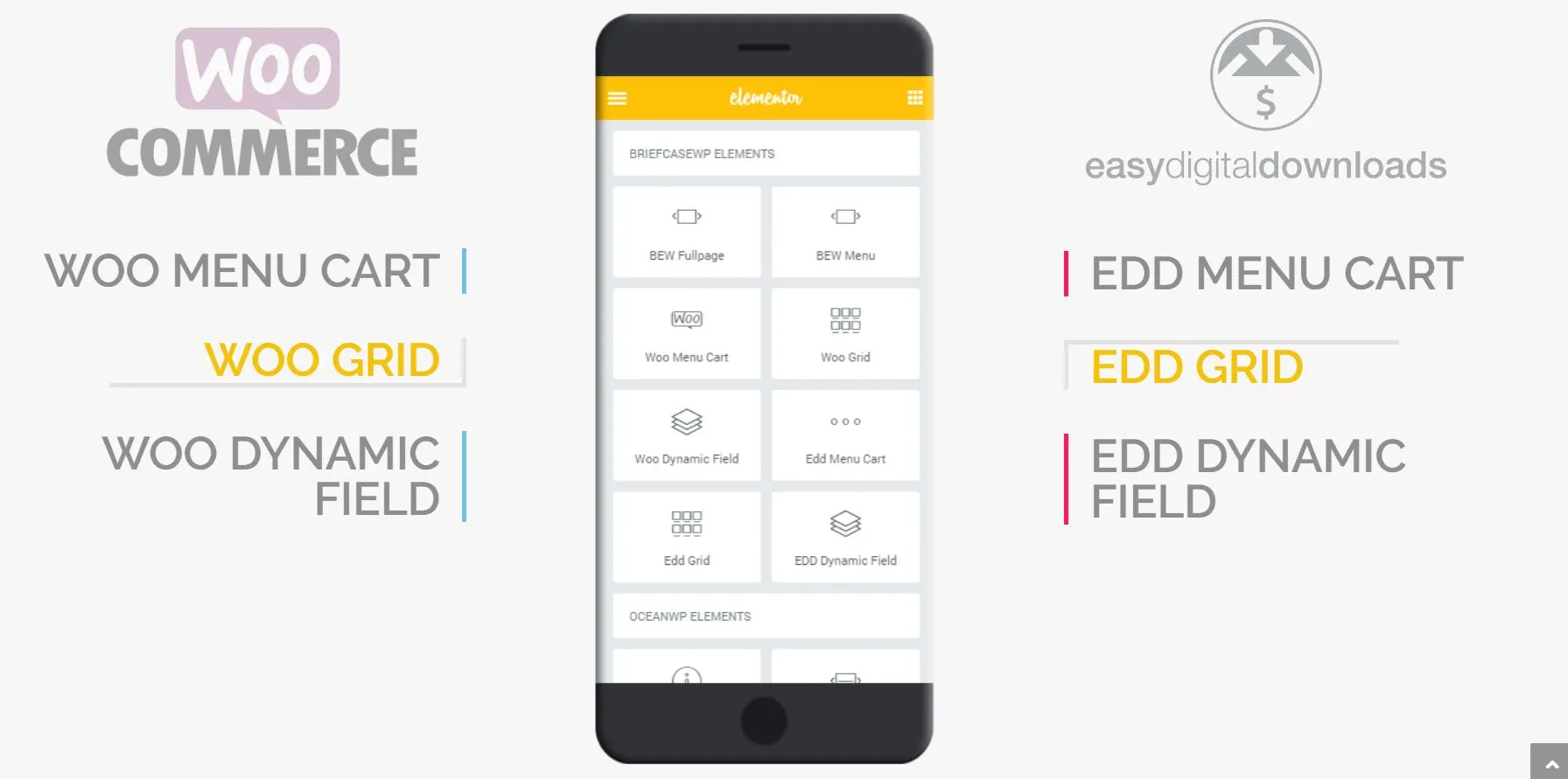 Tính năng Briefcase Elementor Widgets