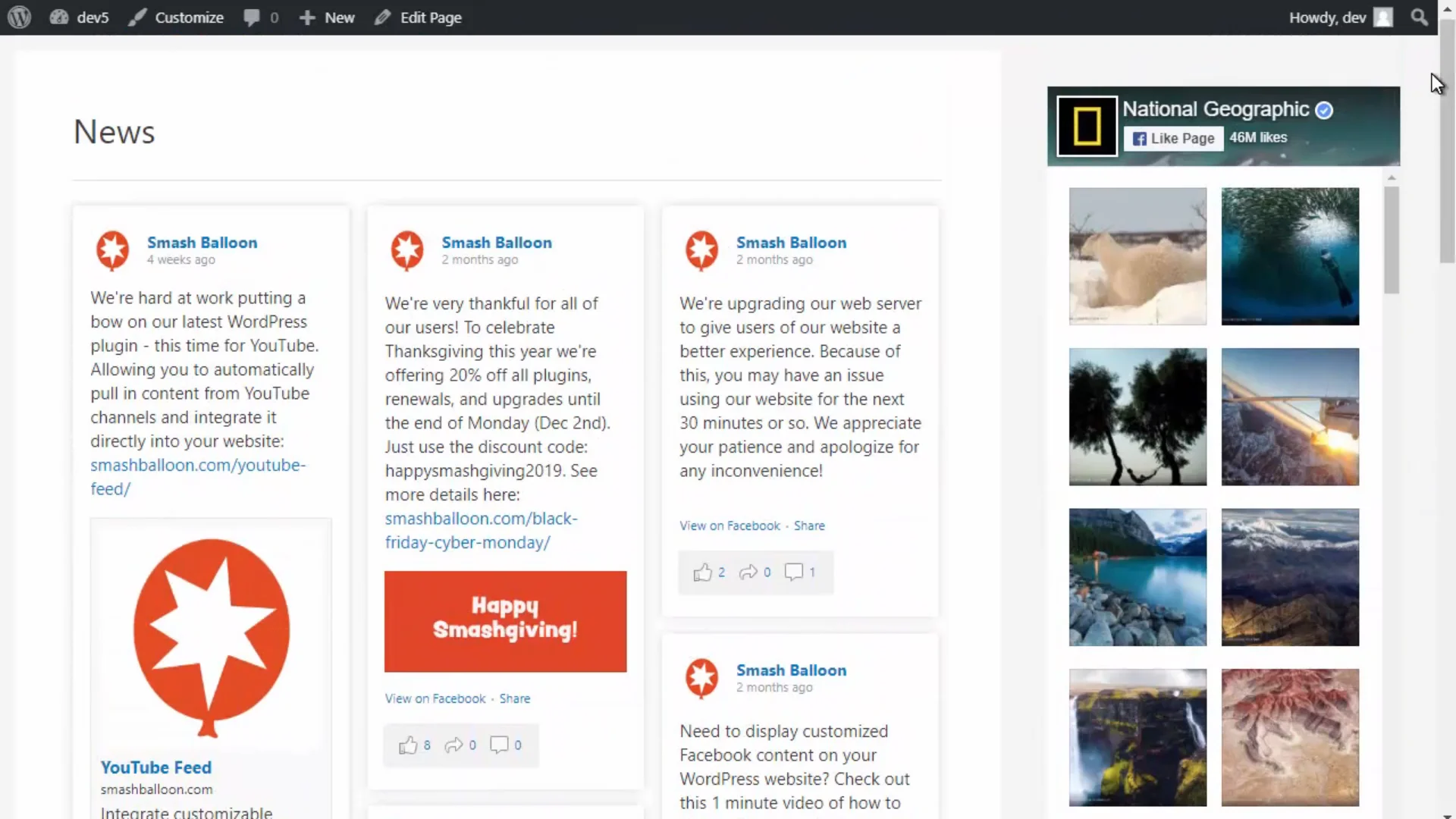 Tính năng Custom Facebook Feed Pro Plugin