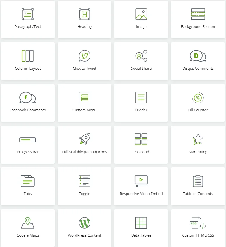 Tính năng Thrive Architect Plugin