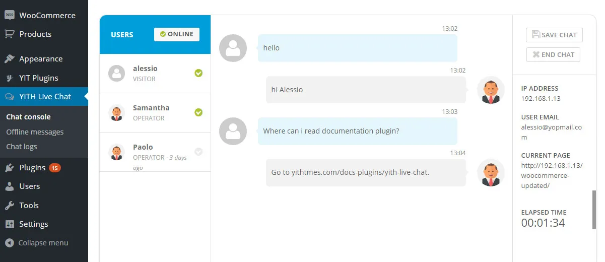 Tính năng YITH Live Chat Premium