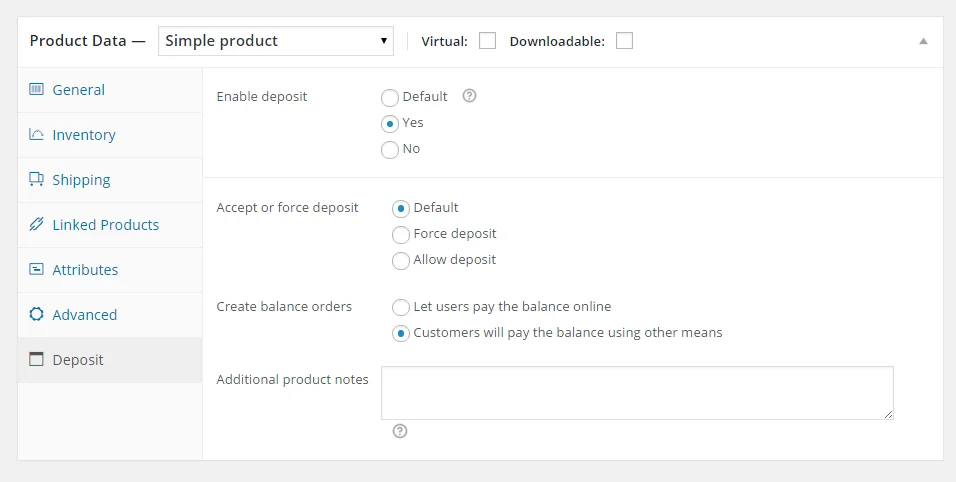 Tính năng YITH WooCommerce Deposits and Down Payments Premium Plugin