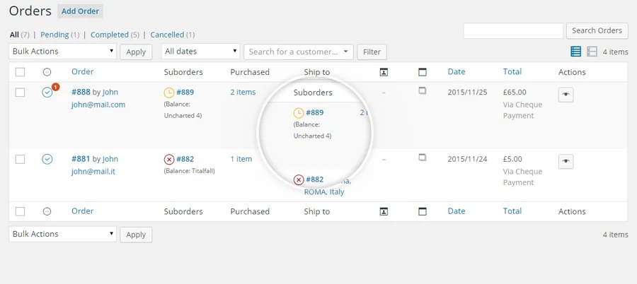 Tính năng orders YITH WooCommerce Deposits and Down Payments Premium