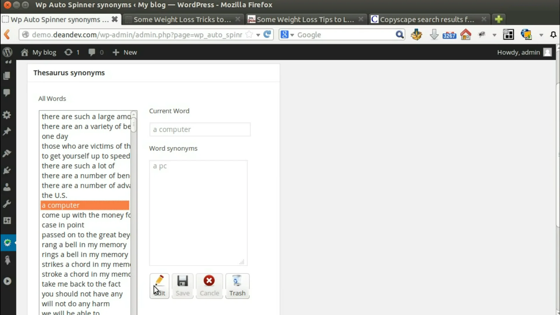 Tính năng WordPress Auto Spinner Plugin