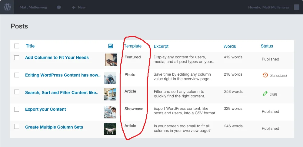 Ví dụ về plugin Admin Columns Pro
