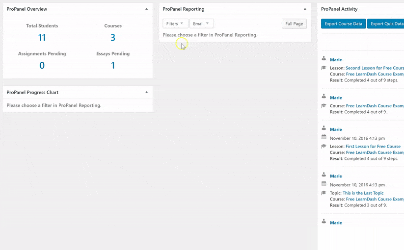 reporting - WordPress LMS Plugin by LearnDash