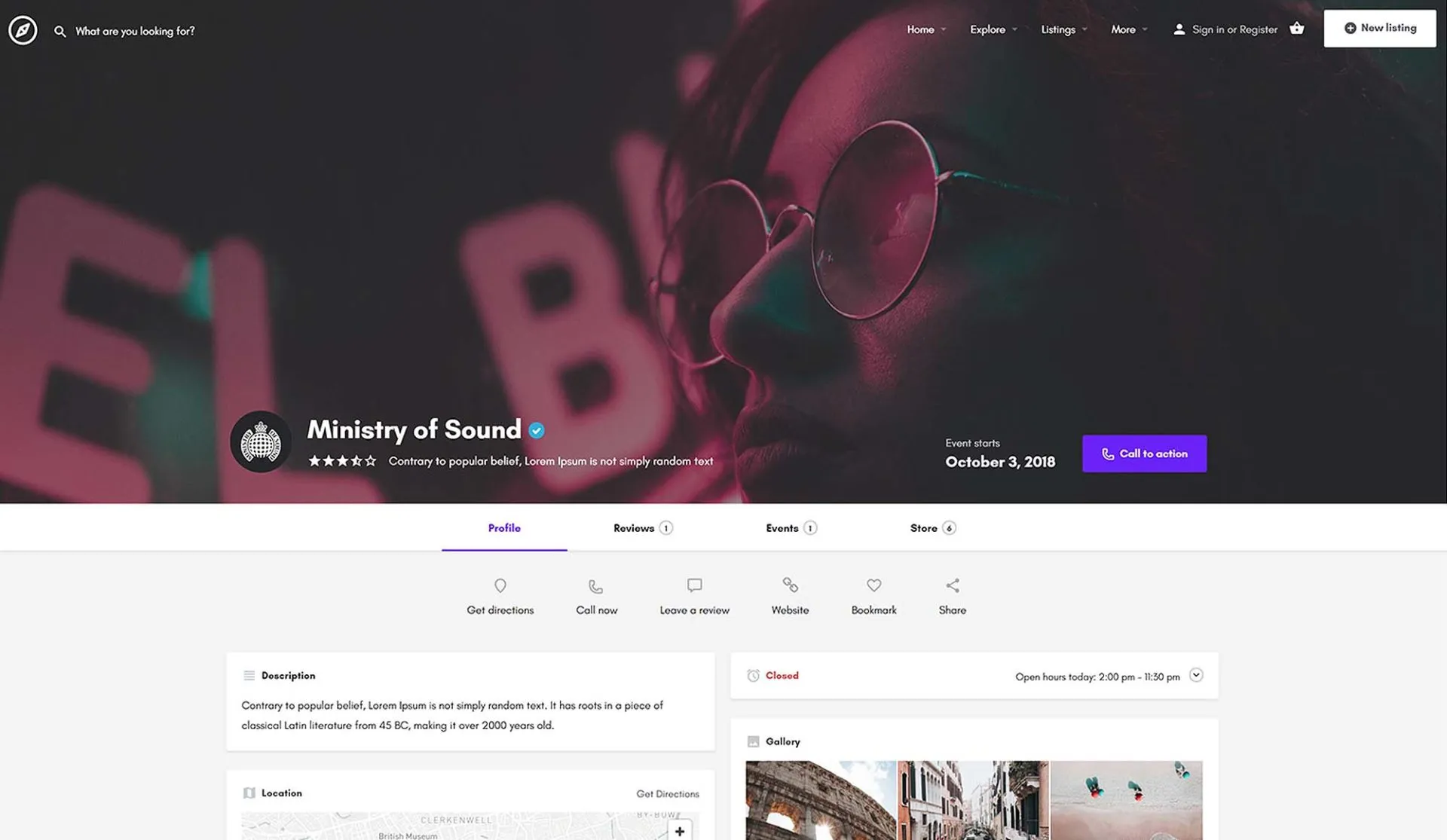 Single listing pages