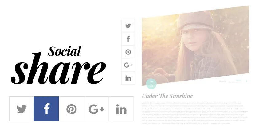 biểu tượng chia sẻ xã hội tùy chỉnh có sẵn trên các bài đăng khác nhau trên chủ đề Float