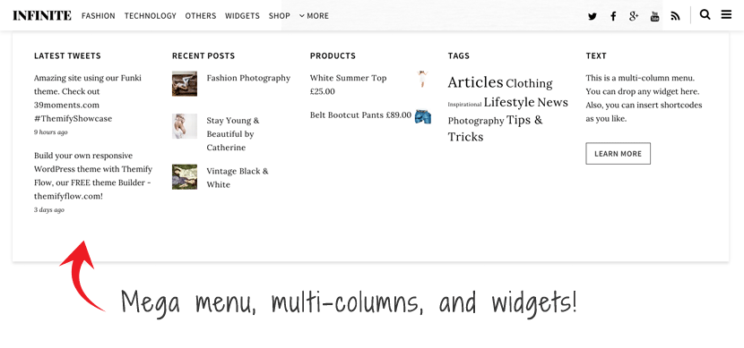 Themify Infinite WordPress Theme v1.5.1 11 Menu lớn