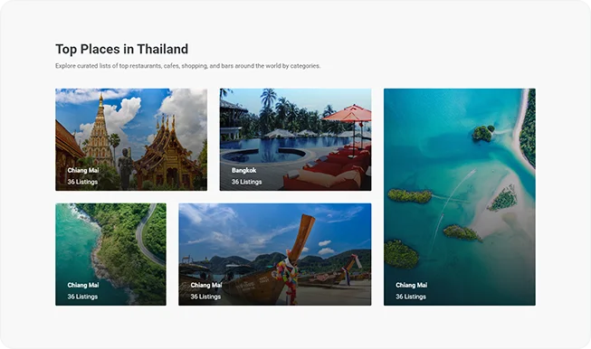 Beautiful sub-categories, locations page