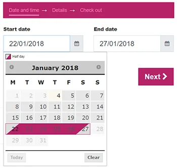 Calendarista - Changeover days booking