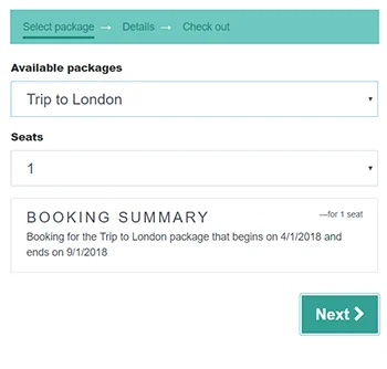 Calendarista - booking a package