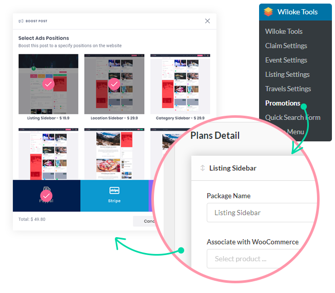 Promotions, ads features