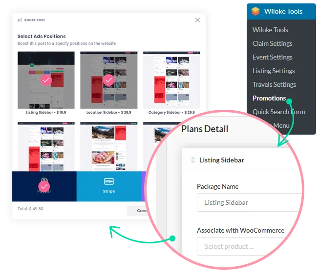 Promotions, ads features