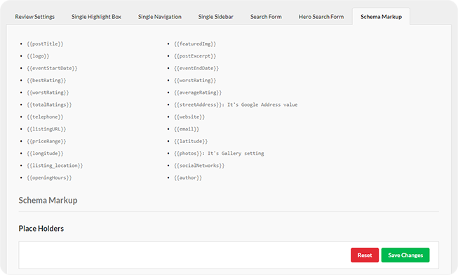 Schema markup