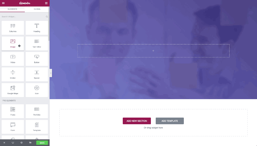 kéo thả Elementor Page Builder