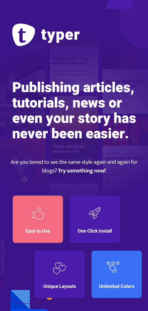 Typer - Blog tuyệt vời và xuất bản nhiều tác giả Theme - 1