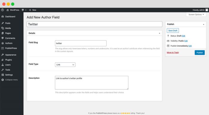 PublishPress Authors Pro v4.7.6 (+Full Addons) - Wordpress Plugin 5 add new author field