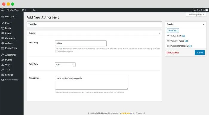 PublishPress Authors Pro v3.16.0 (+Full Addons) - Wordpress Plugin 5 add new author field