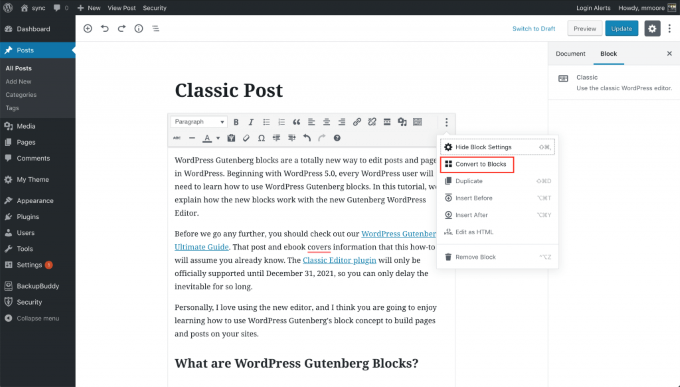 Cách chuyển từ trình soạn thảo WordPress cổ điển sang Gutenberg 14 Cách chuyển từ trình soạn thảo WordPress cổ điển sang Gutenberg