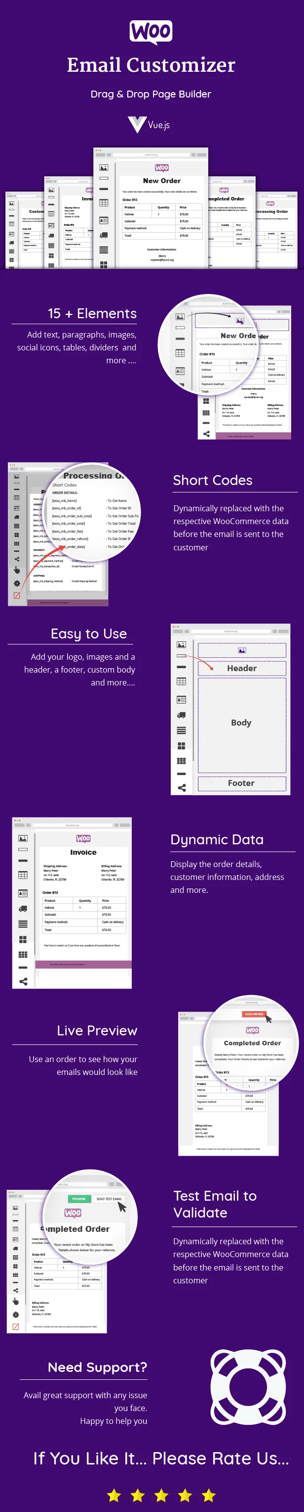 WooCommerce Công cụ tùy chỉnh email với Trình tạo email kéo và thả
