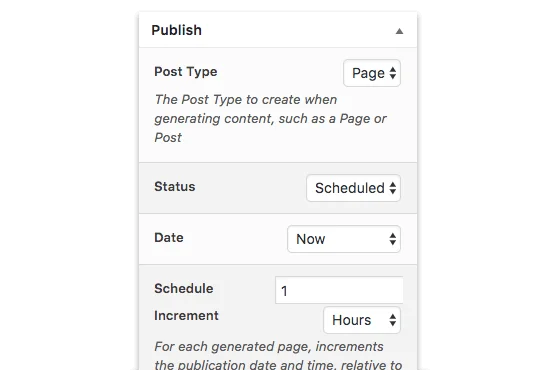 Page Generator Pro: Chức năng lập lịch trình nâng cao
