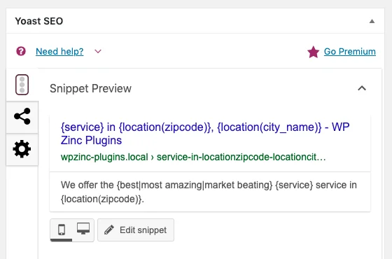 Page Generator Pro: Tích hợp SEO
