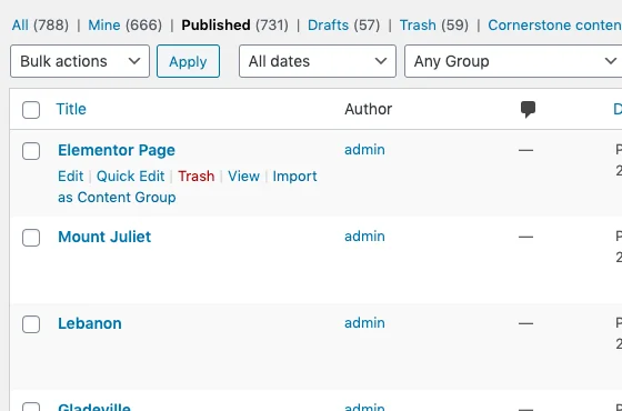 Page Generator Pro: Nhập nhóm nội dung
