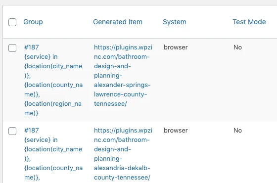 Page Generator Pro: Ghi nhật ký