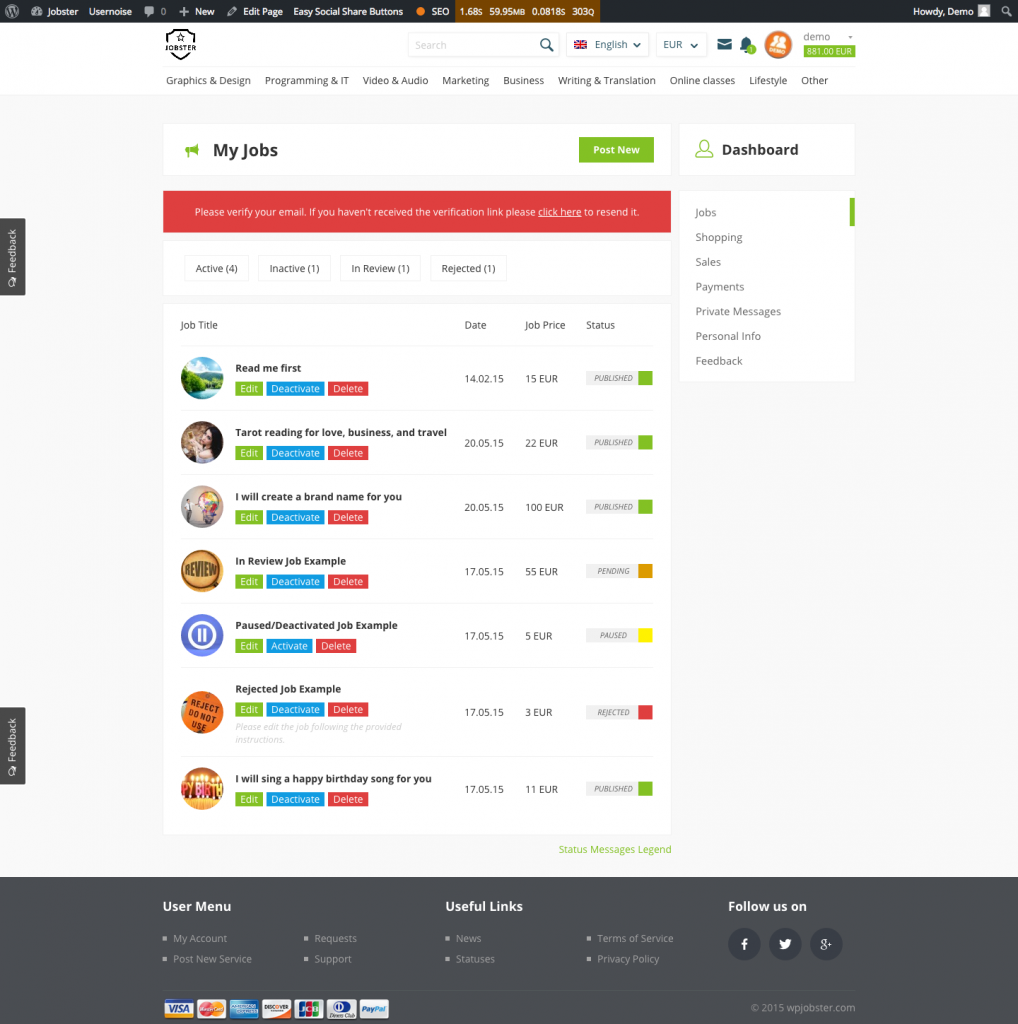 WPjobster WordPress Theme