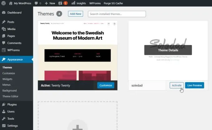 Cách cài đặt Theme trên WordPress 20 Cách cài đặt Theme trên WordPress