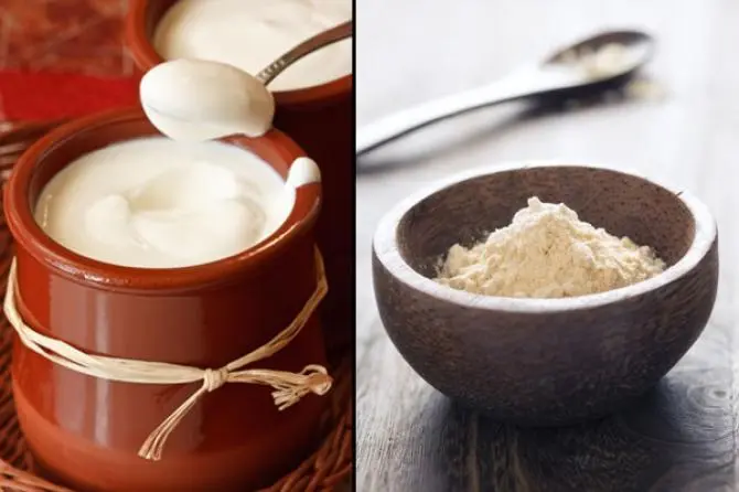 bột mì và sữa chua 