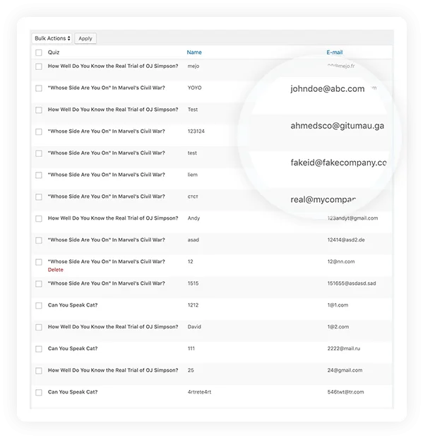 WP Quiz Pro v2.1.11 NULLED - The Best WordPress Quiz Plugin 38 Show Leads in the Backend