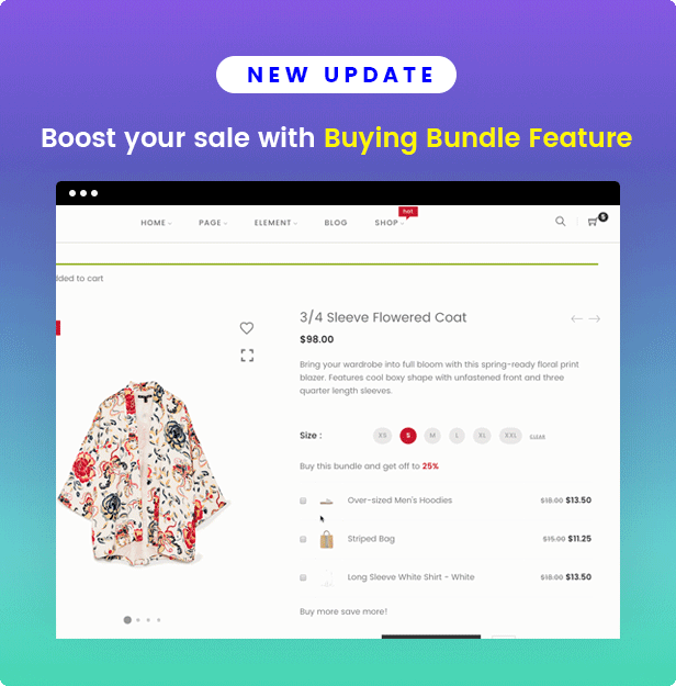 Thời trang WooCommerce WordPress Theme - Tính năng gói mua
