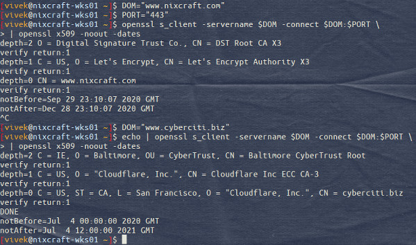 Cách kiểm tra ngày hết hạn của chứng chỉ SSL trên Linux hoặc Unix