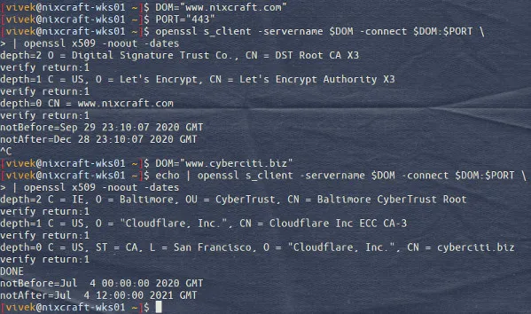 Cách kiểm tra ngày hết hạn của chứng chỉ SSL trên Linux hoặc Unix