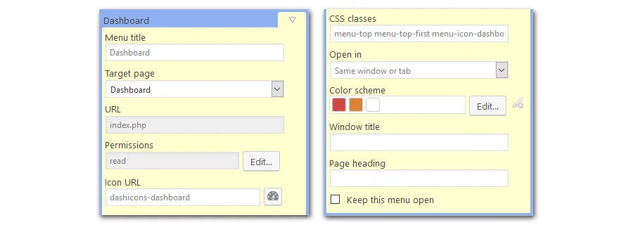 Tùy chỉnh mọi khía cạnh của một mục menu