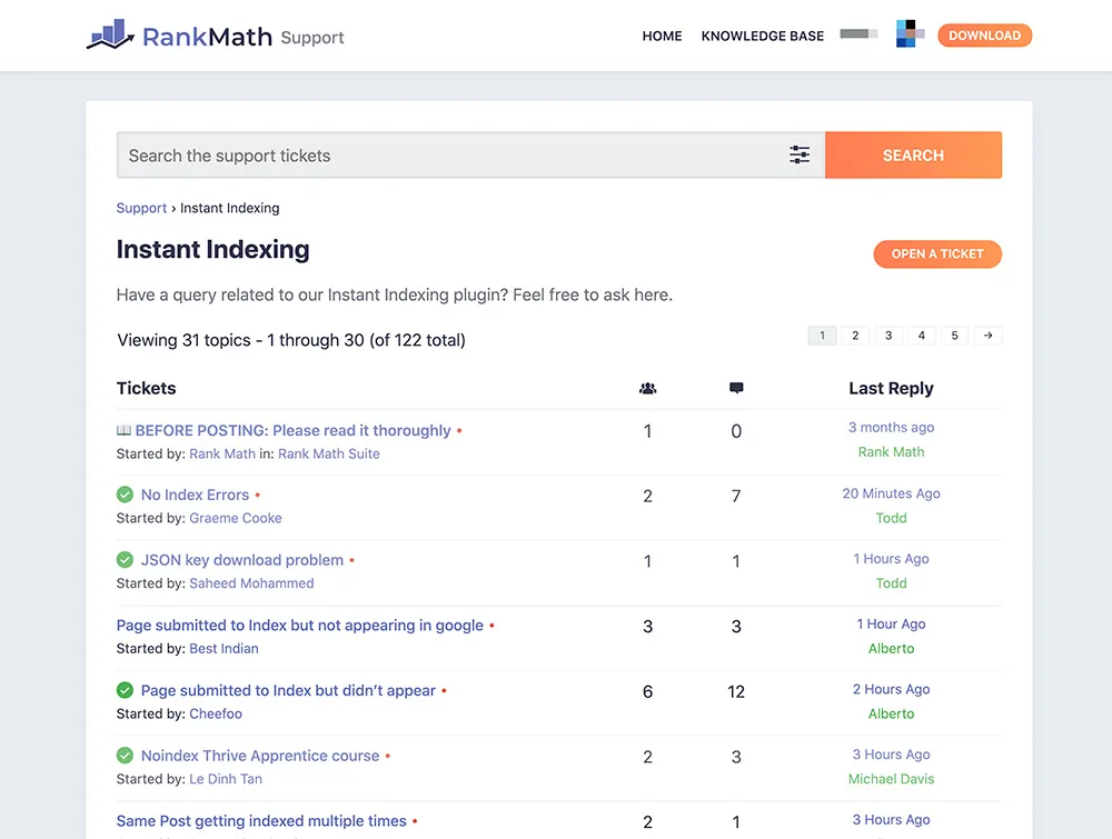 Hỗ trợ hàng đầu trong ngành với Rankmath