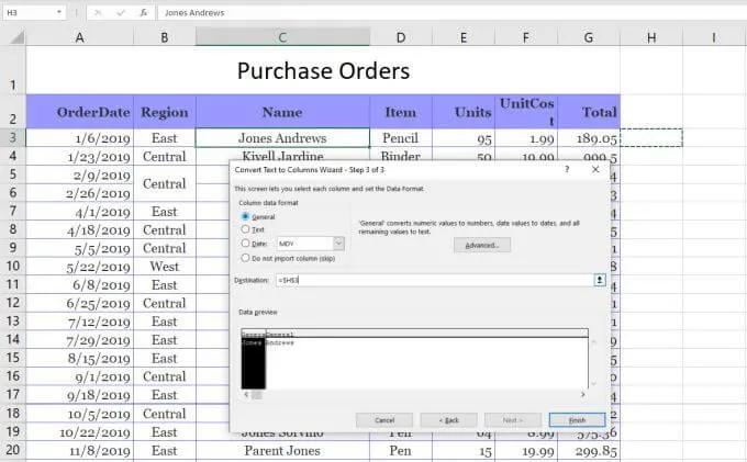 3 cách để tách một ô trong Excel 33 3 cách để tách một ô trong Excel