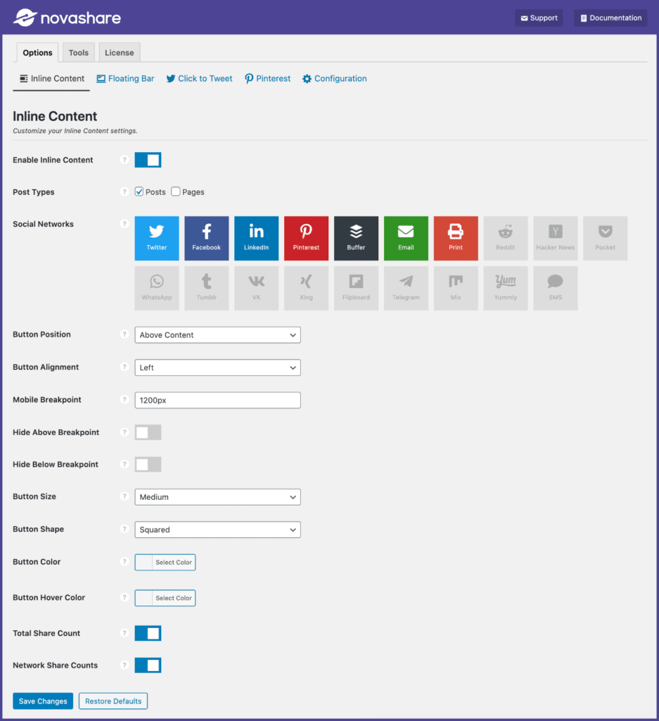 Novashare v1.3.0 NULLED - WordPress Social Sharing Plugin 3 Giao diện người dùng Novashare