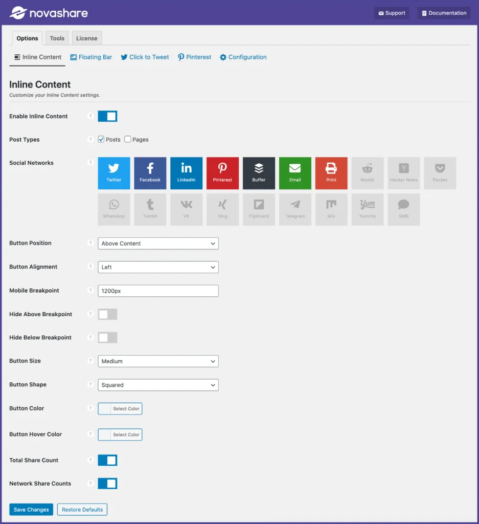 Novashare v1.3.0 NULLED - WordPress Social Sharing Plugin 3 Giao diện người dùng Novashare
