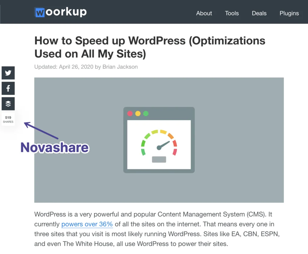 Novashare v1.3.0 NULLED - WordPress Social Sharing Plugin 8 Ví dụ về Novashare